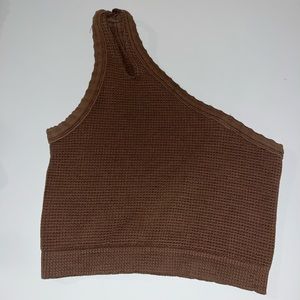 XS/S UO one shoulder cropped brown tank top